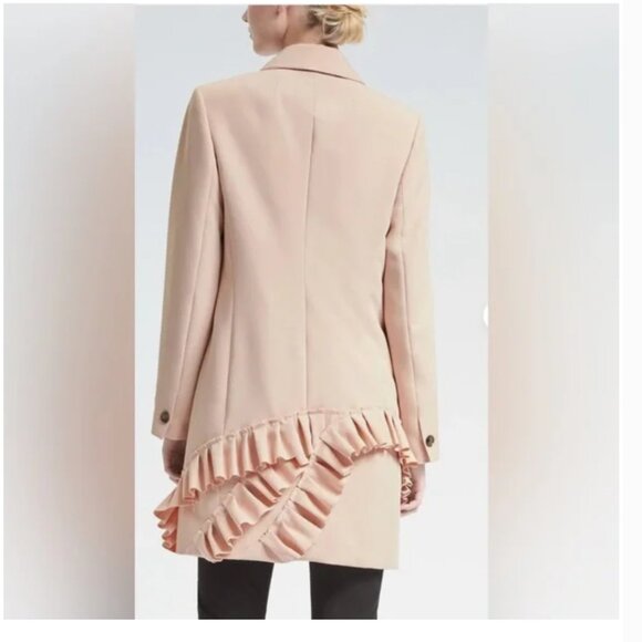 NWT Banana Republic x Olivia Palermo |Women's Ruffle Accent Coat Wispy Pink S - Picture 5 of 7